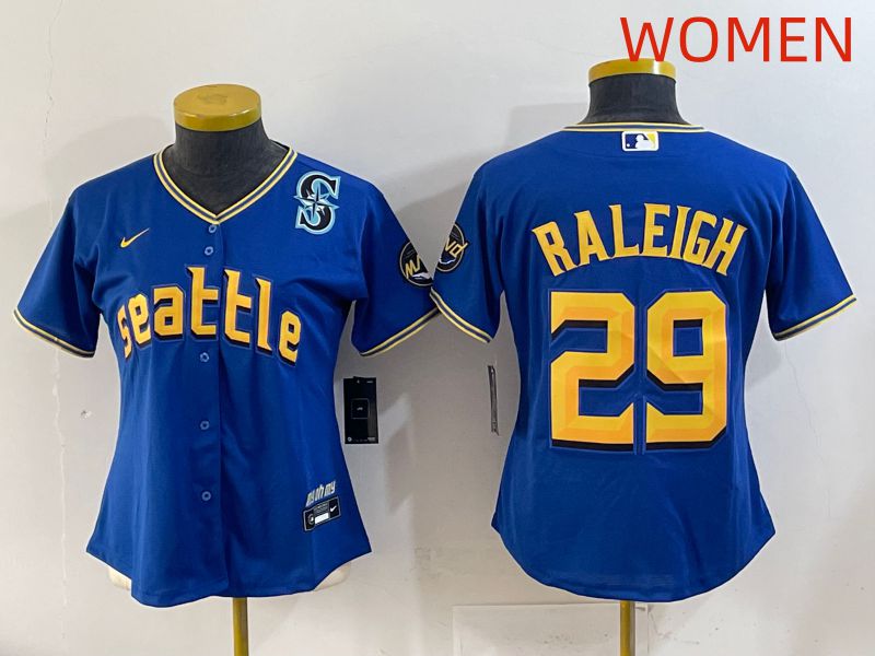 Women 2025 Seattle Mariners 29 Raleigh Blue City Edition Nike MLB Jersey style 9